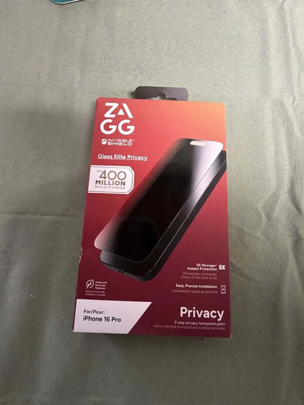 ZAGG InvisibleShield Glass Elite Privacy Screen Protector for iPhone 16 Pro